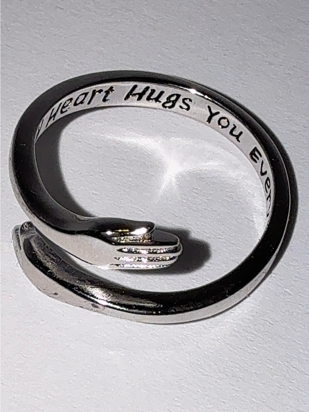 925 Sterling Silver Hug Ring - "My Heart Hugs You Every Moment" - Adjustable